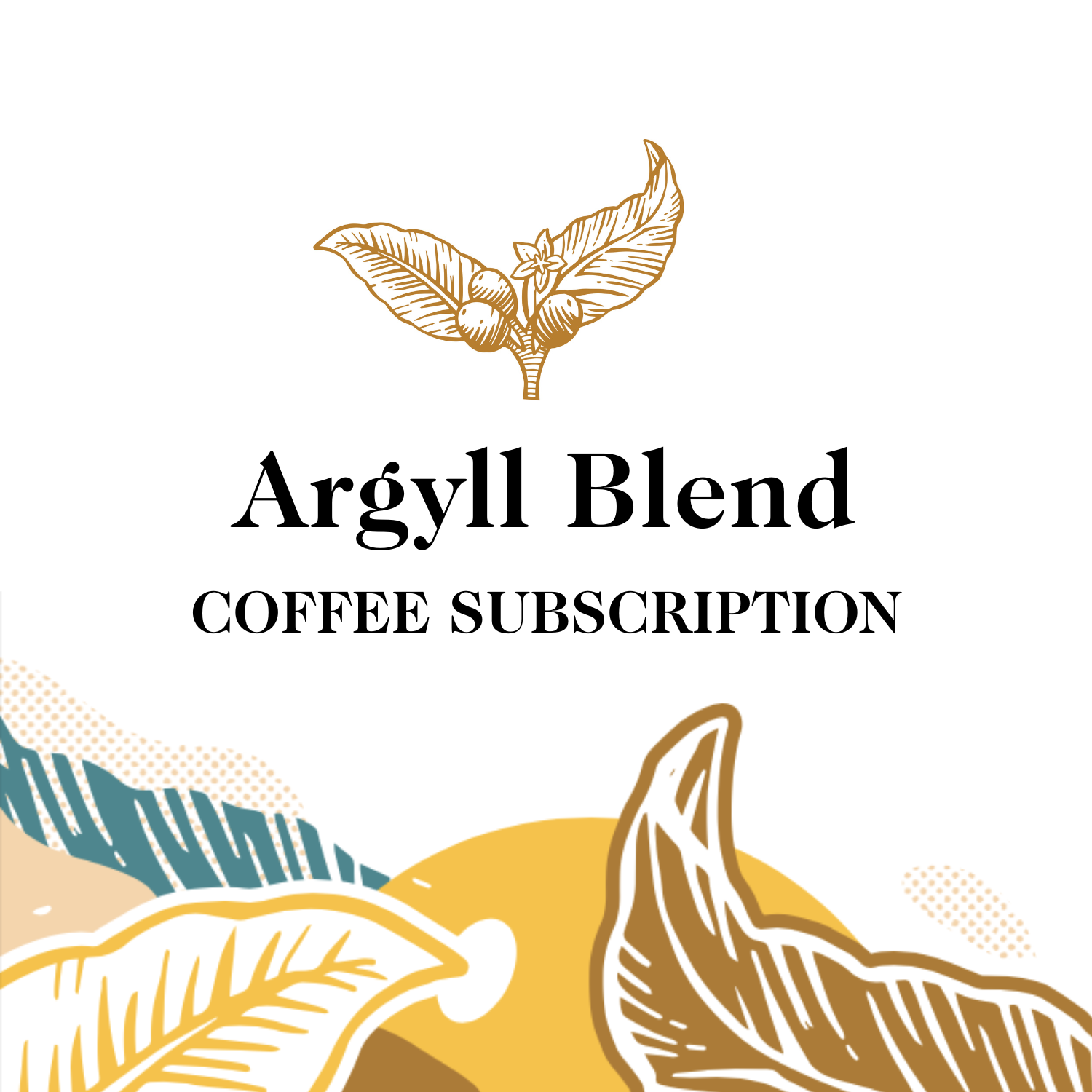 Transcend Coffee's Argyll Blend coffee subscription with leaf designs on a white background