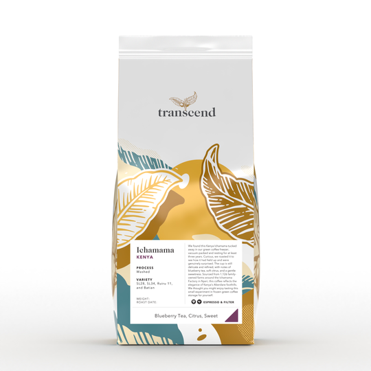 A bag of Transcend Coffee 900g Ichamama Freezer Release