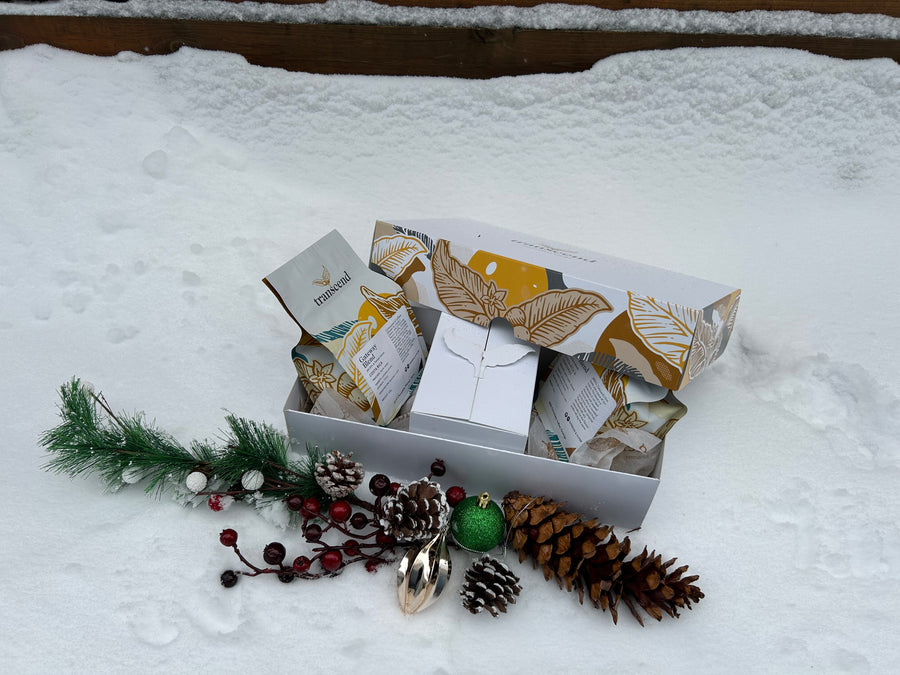 Transcend two-bag coffee gift box in the snow