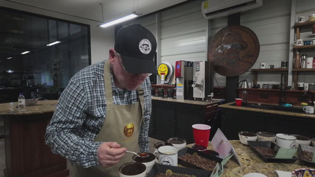 Poul Cupping coffee at Exclusive Coffee in Costa Rica