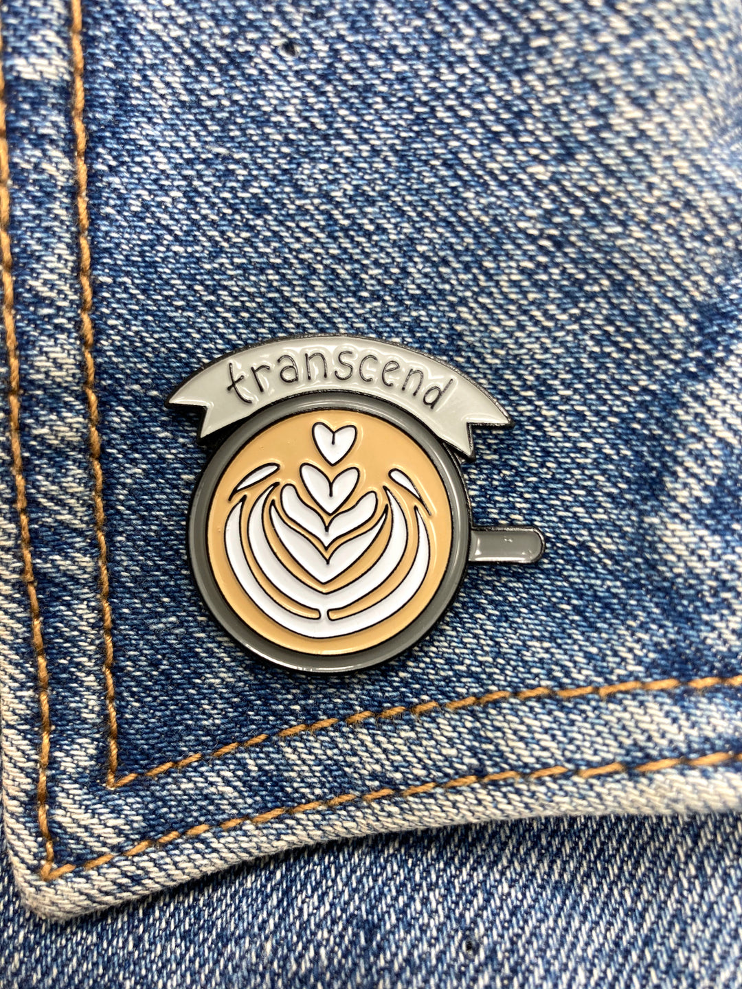 Transcend Coffee Enamel Pin latte art