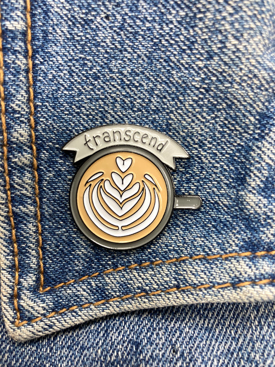 Transcend Coffee Enamel Pin latte art
