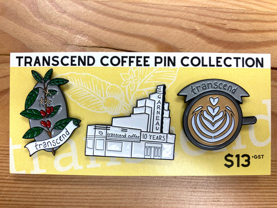 Transcend Coffee Enamel Pins collection
